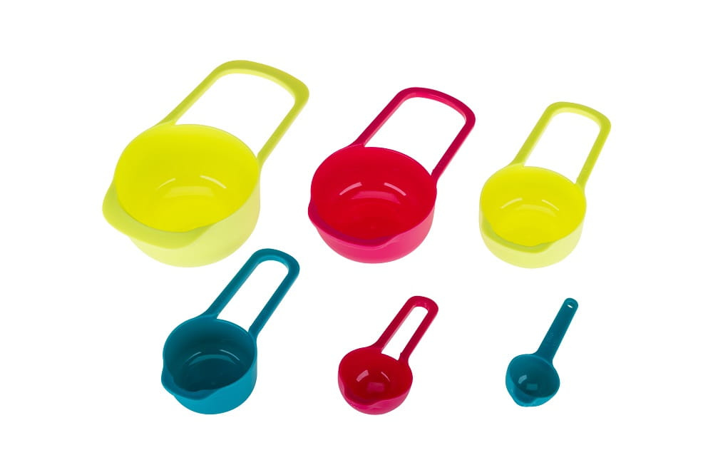 Zestaw 6 kolorowych miarek kuchennych Galicja PRACTICO złożonych jedna w drugą