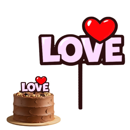 Topper na bento cake 9x12 cm LOVE WALENTYNKI