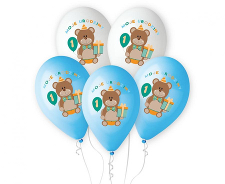 #BL Balony Premium Moje 1 Urodziny, nad. kolorowy, dla chłopca, 12 cali/ 5 szt. KK