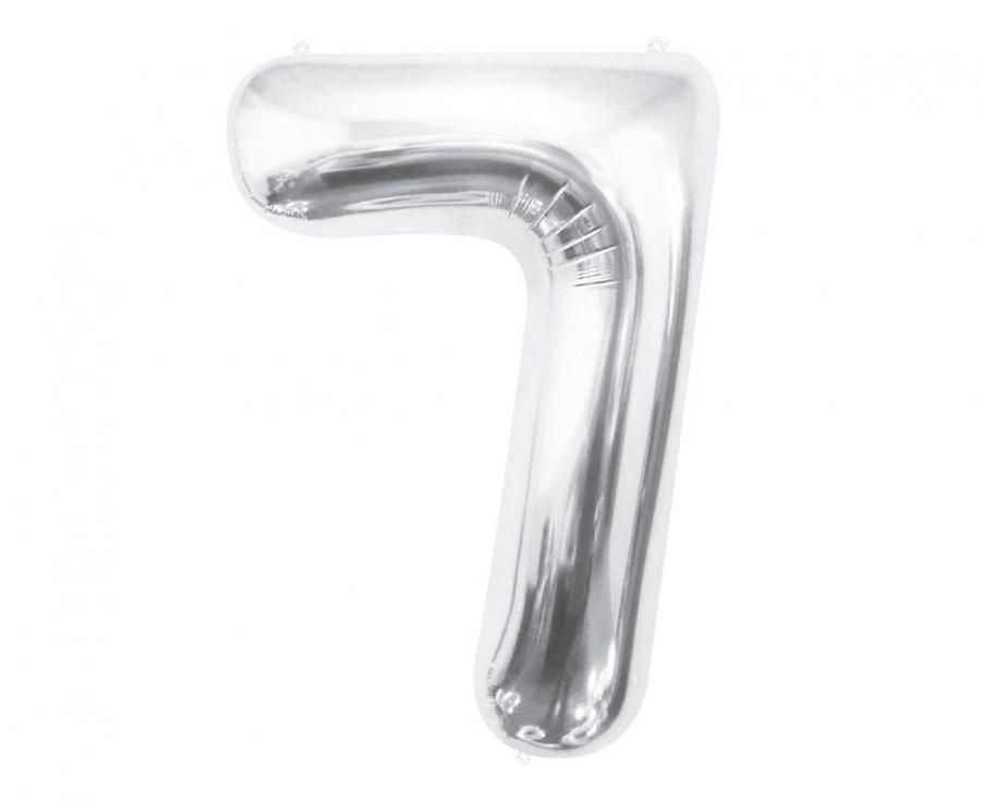 Balon foliowy cyfra 7 srebrny 85 cm Beauty&Charm GoDan