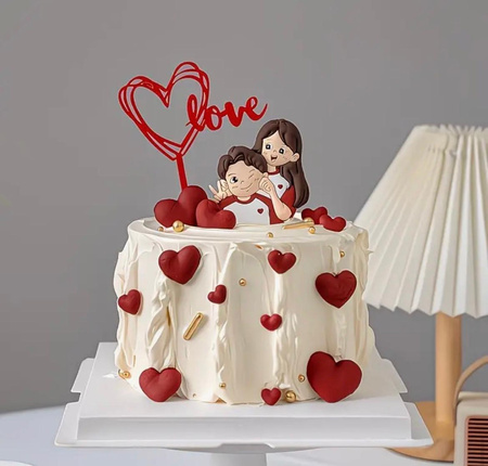 Topper na muffinki tort LOVE 10x11 cm CZERWONY