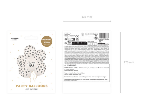 Balony 30 cm, Happy Birthday, Metallic Cold Gold (1 op. / 6 szt.)