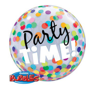 #BFK Balon foliowy 22" QL Bubble Poj. "Party Time! Kolorowe Grochy" KK