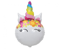 #BFK Balon foliowy Jednorożec z kwiatami, 64x41cm