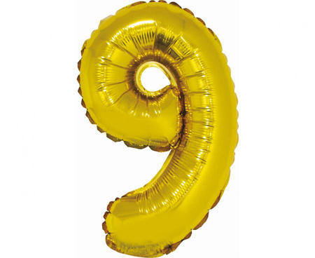 #BFC57 Balon foliowy "Cyfra 9", złota, 35 cm