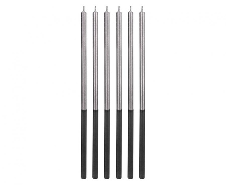 #SU Świeczki urodzinowe Platinum, srebrne, wys. 14.5 cm, 6 szt.