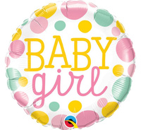 #BFK Balon foliowy 18" QL CIR  "Baby Girl dots" KK