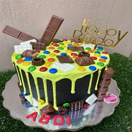 Topper na tort urodzinowy złoty HAPPY BIRTHDAY  11,5x9,5 cm WZ. I