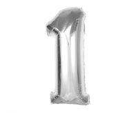 #BFC38 Balon foliowy Smart, cyfra 1, srebrna, 92 cm  KK