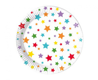 #ZTA Talerzyki papierowe Multicolor Bright Stars, FSC, 20 cm, 8 szt.