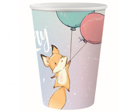 #ZKU Kubeczki papierowe Kolekcja Happy Birthday - Lisek, 240 ml/6 szt.