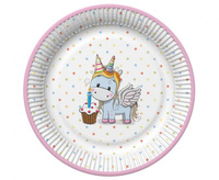 #ZTA Talerzyki papierowe Sweet Unicorn with Pastel Dot, 18 cm, 8 szt.
