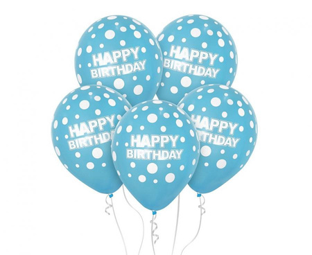 #BL Balony Beauty&Charm, Happy Birthday, niebieskie, 12"/ 10 szt.