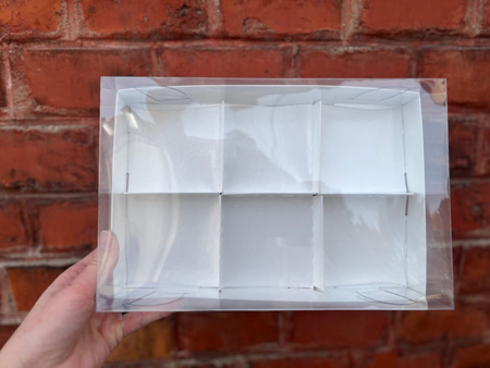 Opakowanie pudełko na monoporcję 6 gniazd 26,5x17,5x7,5 cm PERŁOWE BIAŁE