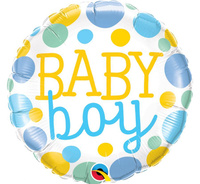 #BFK Balon foliowy 18" QL CIR "Baby Boy dots" KK