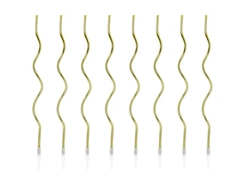 Świeczki urodzinowe zakręcone, złote, 14cm (1 op. / 8 szt.)
