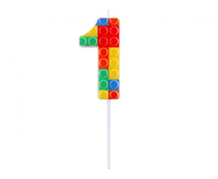 #SC22 Świeczka piker KLOCKI cyferka 1, wielokolorowa, 10.5x3.5 cm