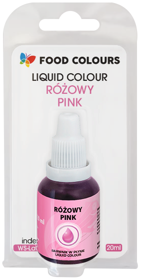 Barwnik w płynie różowy 20 ml Food Colours – opakowanie produktu