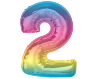 #BFC34 Balon foliowy Smart, cyfra 2, tęczowa, 92 cm AA