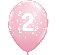 #BL Balon QL 11" z nadr. "2", pastel różowy / 6 szt. KK