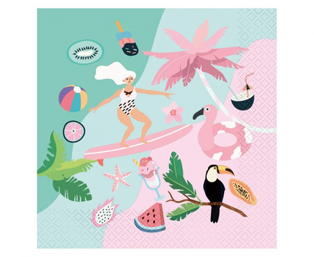 #ZSE_GD Serwetki Kolekcja Summer - Let''s Party (surfing), certyfikat FSC, 33x33 cm/ 20 szt.