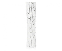 #ZSŁ Rurki (słomki) pap. srebrne gwiazdki, 6x197mm / 12 szt. (błyszczący wzór) KK