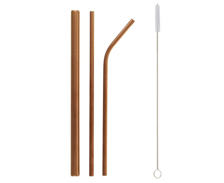 #ZSŁ Rurki metalowe, różowo-złote, shake, zagięta, prosta i szczoteczka