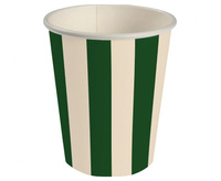 #ZKU_GD Kubeczki pap. Paski (zielony-beżowy) 250 ml, 6 szt.