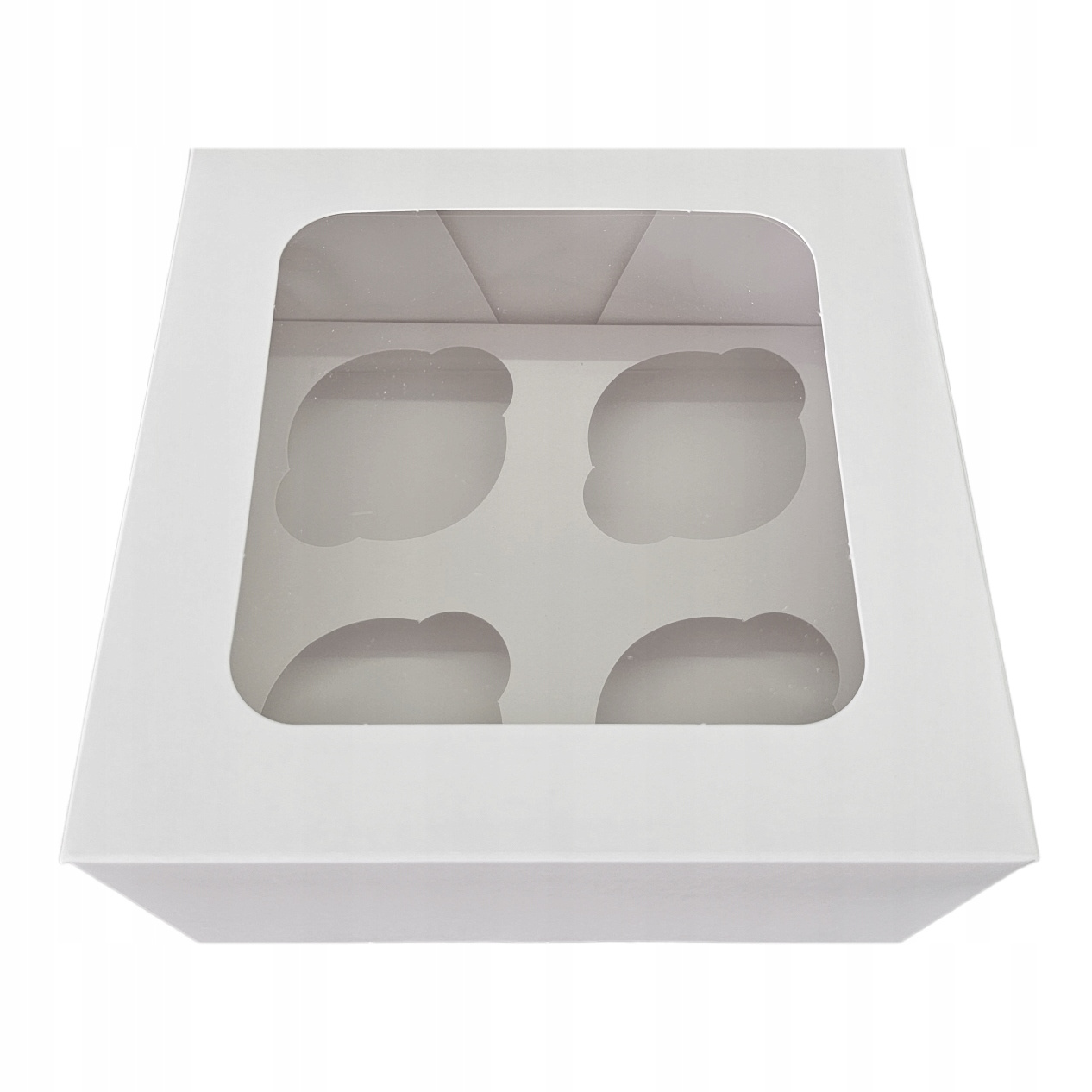 Pudełko na 4 muffinki w trakcie otwierania – praktyczne zamknięcie