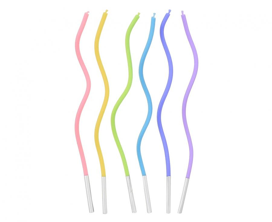 Świeczki urodzinowe świderki pastelowy miks 6 sztuk na tort