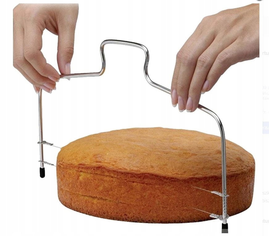 Nóż strunowy do tortów 2 struny 33 cm prezentacja cięcia biszkoptu
