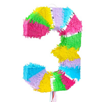 #PI Piniata cyfra „3”, pastelowa, 50x35x7.5 cm