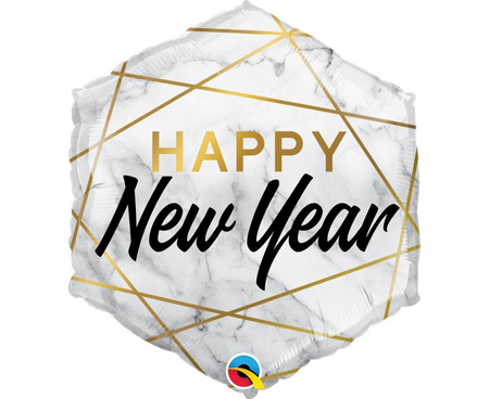 #BFK Balon foliowy 20" QL "Happy New Year", (marmurkowy) KK