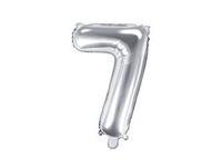 Balon foliowy Cyfra ''7'', 35cm, srebrny Party Deco