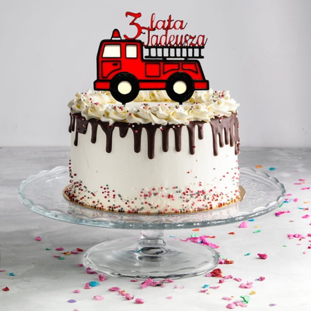 Topper na tort STRAŻ POŻARNA + imię + cyfra