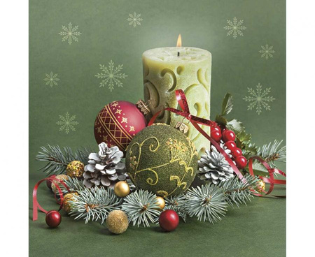 #ZSE Serwetki papierowe Ornate Candle & Bauble Composition, 33x33 cm, 20 szt.