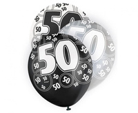#BL Balon UQ 12" Glitz z nadr. 50, czarny miks, 6 szt.