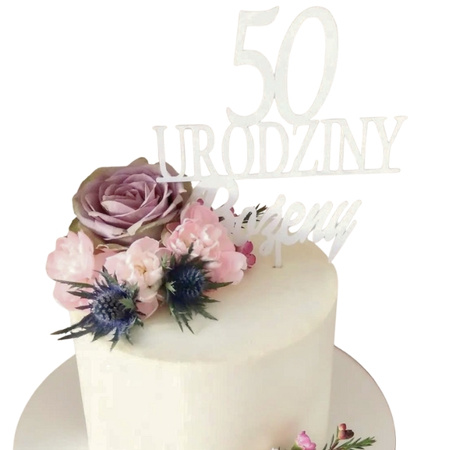 Topper na tort personalizowany Cyfra + urodziny + imię WZ. III