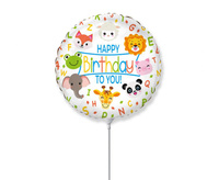 #BFK Balon foliowy 9" FX - Happy Birthday zwierzątka, niepakowany