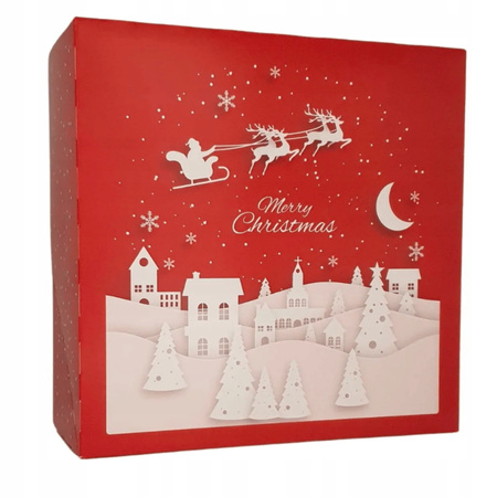 Czerwone pudełko na ciasto 30x30x12,5 cm RENIFER