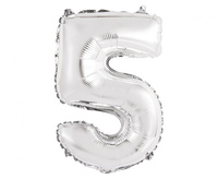#BFC56 Balon foliowy "Cyfra 5", srebrna, 35 cm KK