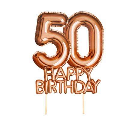 #DEI Piker "Glitz & Glamour",złoto-różowy napis 50 HAPPY BIRTHDAY