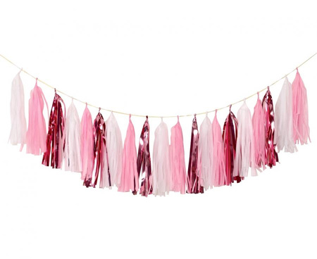 #DEGI Girlanda B&G Frędzelki - Baby Girl, jasnoróżowa, 36x250 cm, 20 szt.