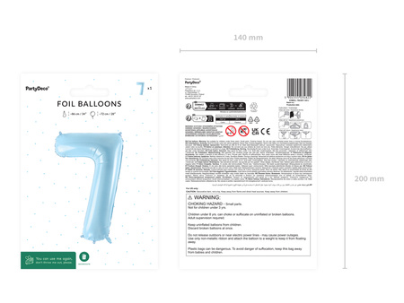 Balon foliowy Cyfra ''7'', 72cm, jasny niebieski
