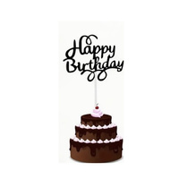 Papierowy topper na tort HAPPY BIRTHDAY CZARNY WZ.I