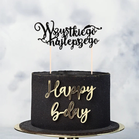 Topper na tort Wszystkiego Najlepszego CZARNY Part Pal