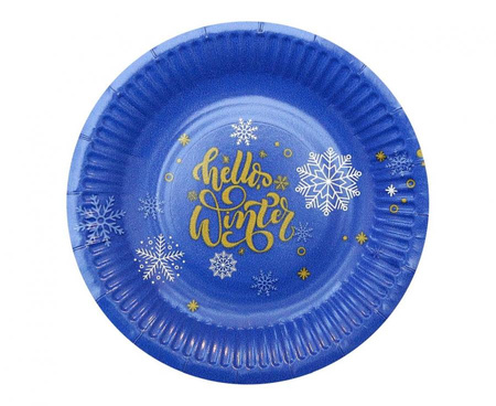 #ZTA_GD Talerzyki papierowe Hello Winter Navy Blue, certyfikat FSC, 18 cm/ 6 szt. KK
