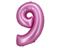 #BFC26 Balon foliowy B&C, Cyfra 9, satynowa różowa, 76 cm