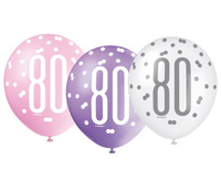 #BL Balon UQ 12" Glitz z nadr. 80, różowy miks, 6 szt.
