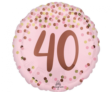 #BFK Balon foliowy 18" Pretty pink 40th birthday
